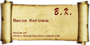 Becze Korinna névjegykártya